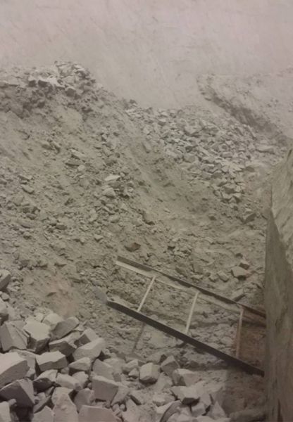 水泥庫清庫，清理鋼板倉